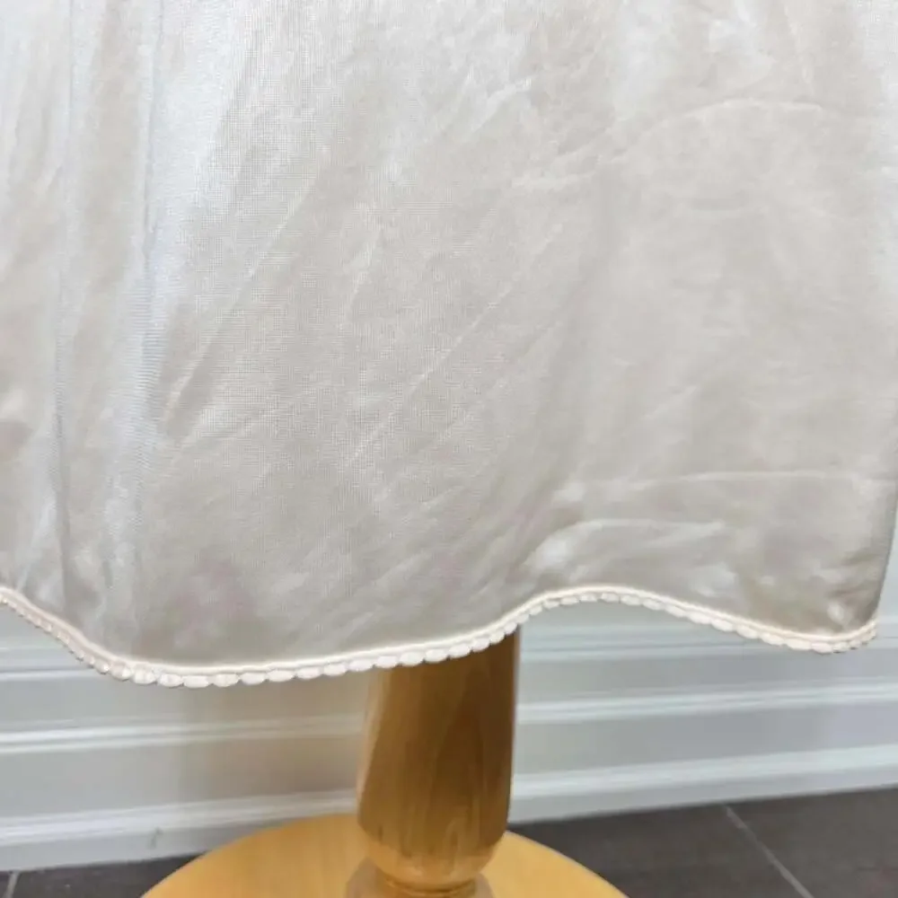 Vintage Pink Satin Nightgown Lace Midi Slip Dress Romantic Lingerie Small